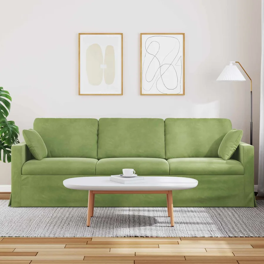 Canapé Vert clair 228 x 78 x 80 cm Velours - 3