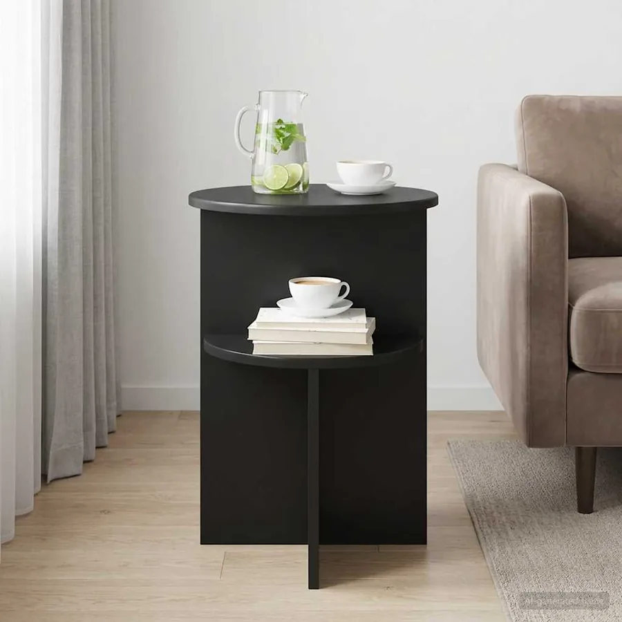 Table d'appoint Chêne noir Ø 39,5 x 55 cm Bois d'ingénierie