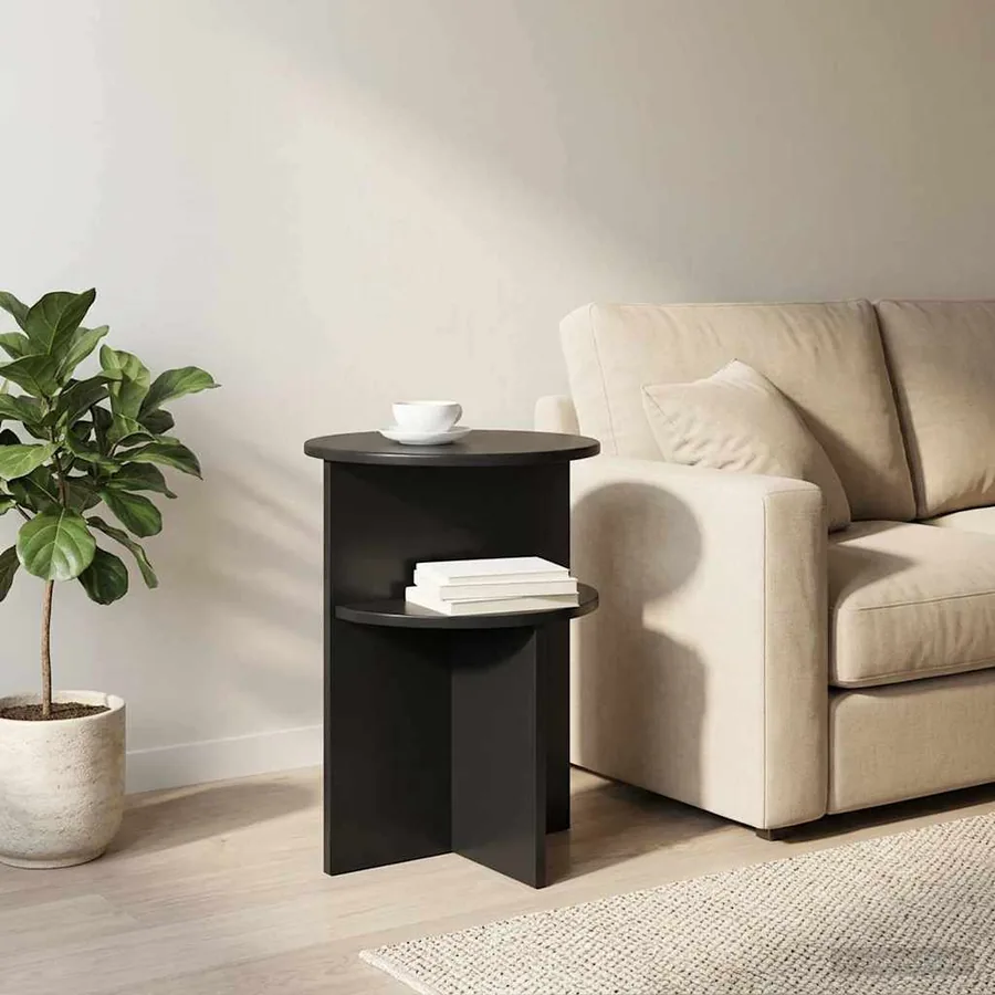 Table d'appoint Chêne noir Ø 39,5 x 55 cm Bois d'ingénierie - 4
