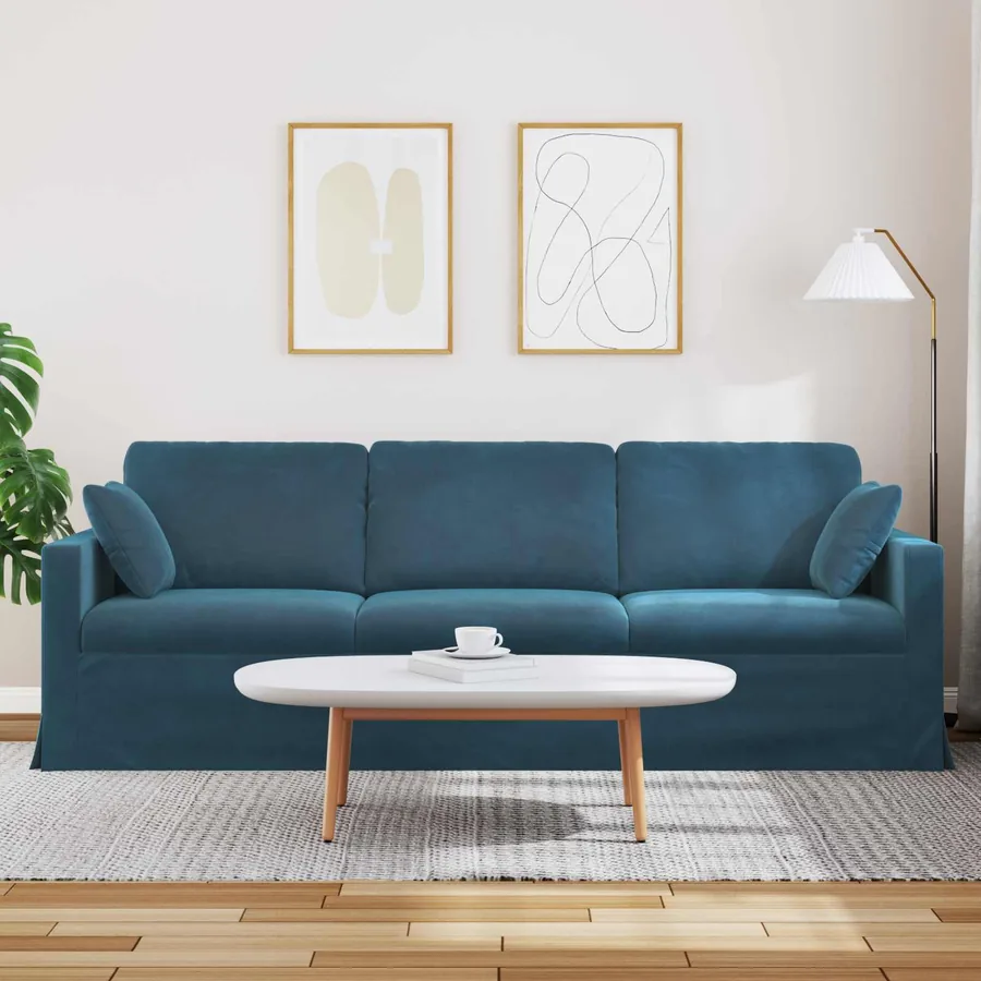 Canapé Bleu 228 x 78 x 80 cm Velours - 3