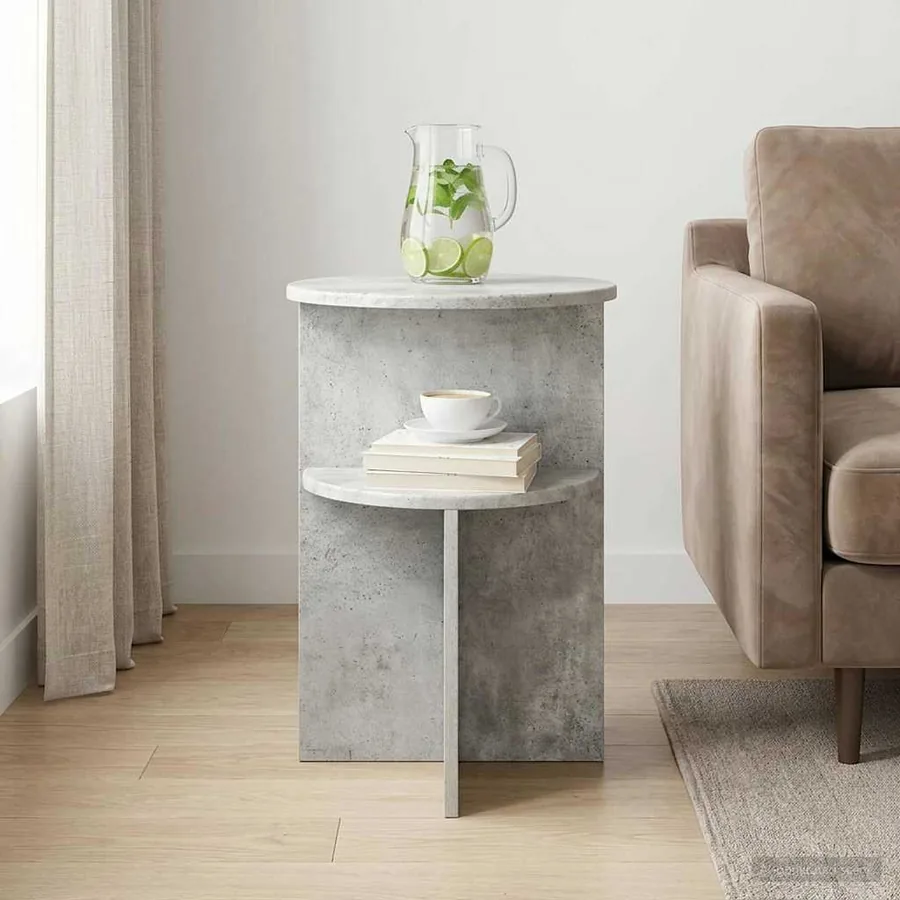 Table d'appoint Gris béton Ø 39,5 x 55 cm Bois d'ingénierie