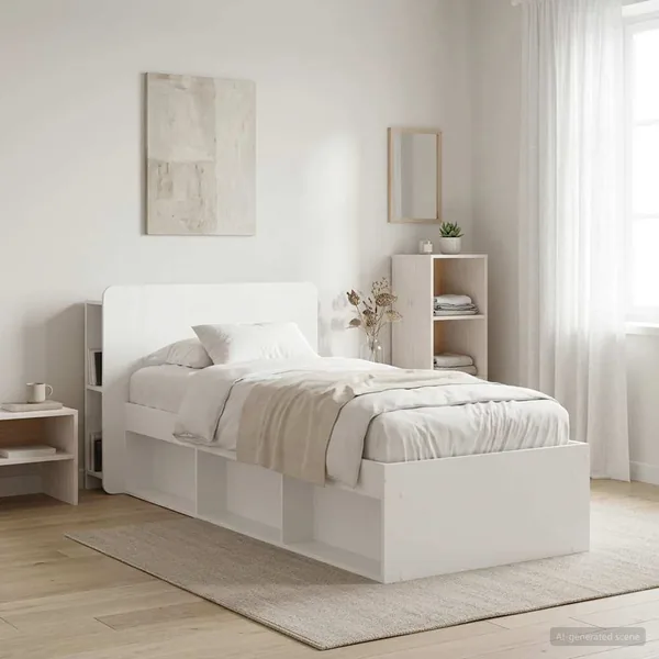Cabinet de Tête de Lit avec stockage Blanc Bois d'ingénierie