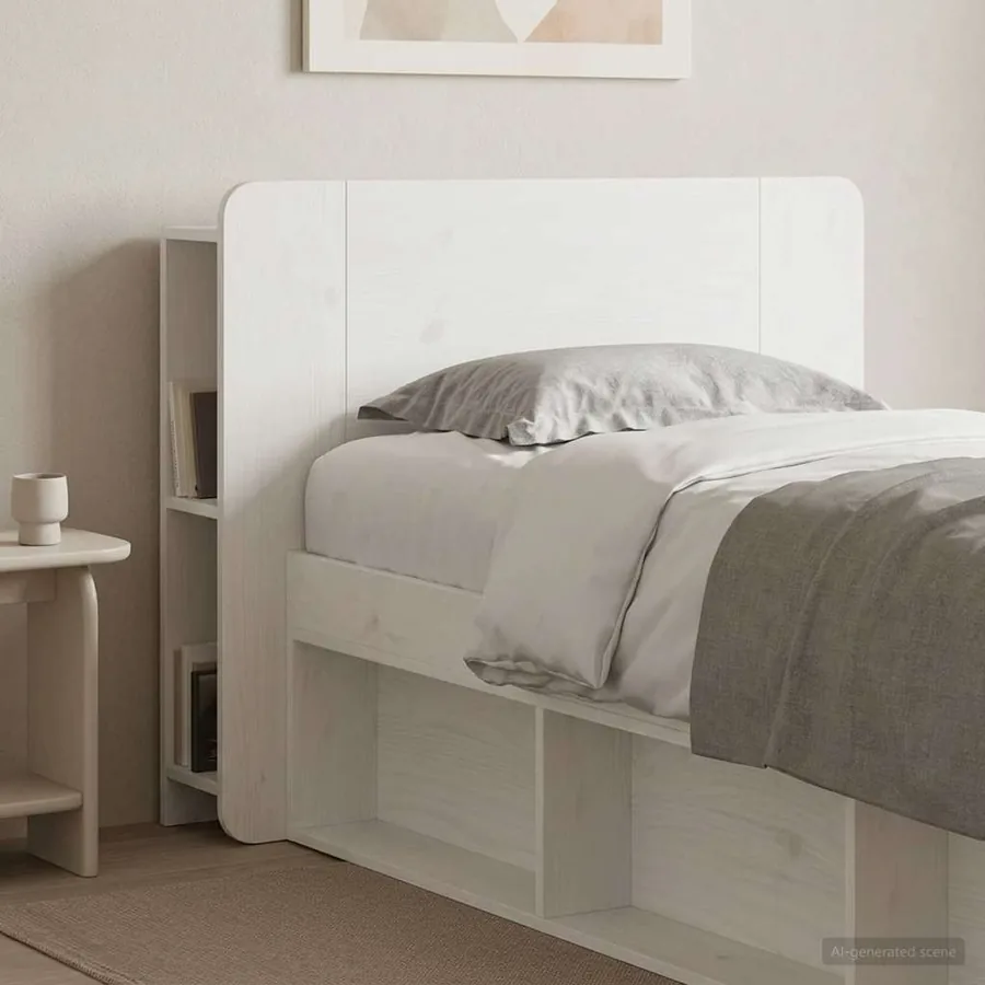 Cabinet de Tête de Lit avec stockage Blanc Bois d'ingénierie - 4