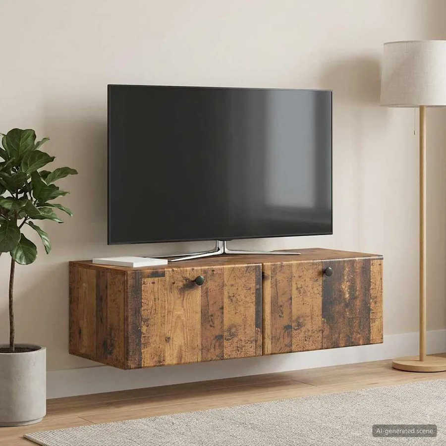 Meuble TV mural 98 x 41 x 30 cm Bois ancien Bois d'ingénierie