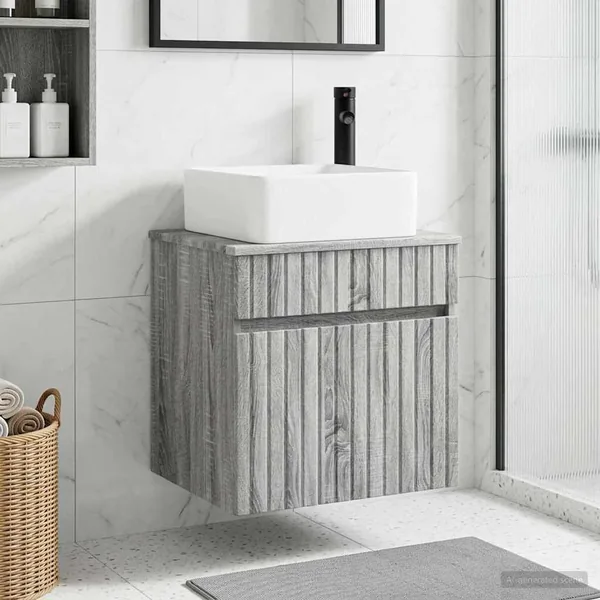 Meuble de lavabo mural Sonoma gris 49 x 41 x 63 cm