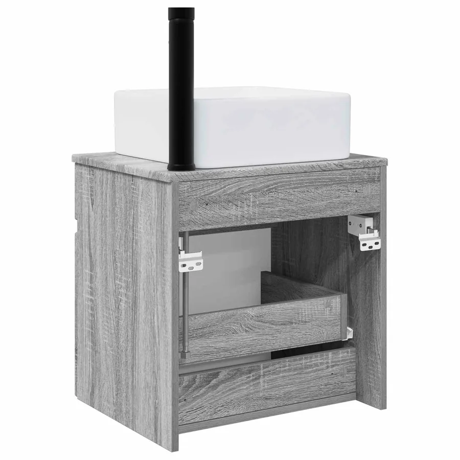 Meuble de lavabo mural Sonoma gris 49 x 41 x 63 cm - 4