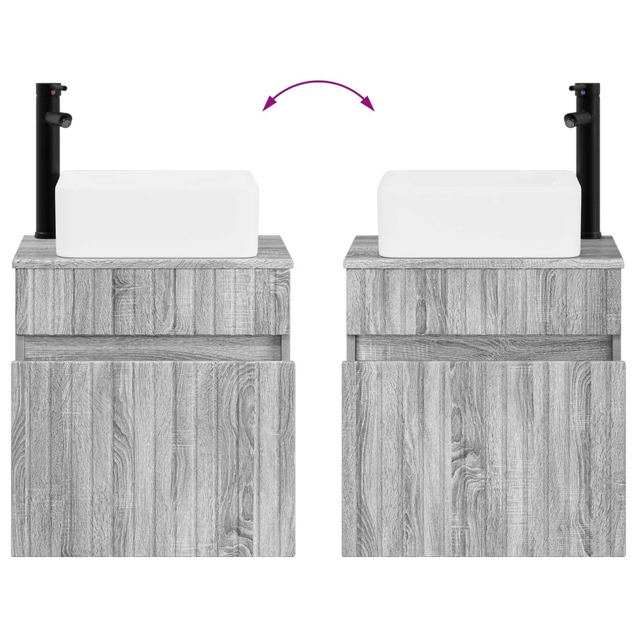 Meuble de lavabo mural Sonoma gris 49 x 41 x 63 cm - 7