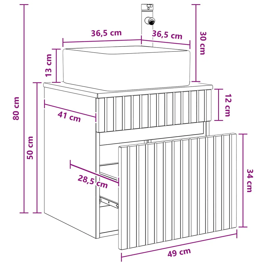 Meuble de lavabo mural Sonoma gris 49 x 41 x 63 cm - 9