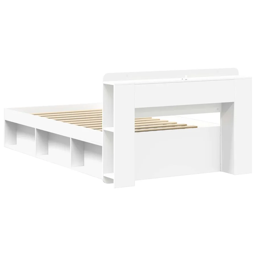 Cadre de lit avec rangement avec tête de lit Blanc 100 x 200 cm - 5