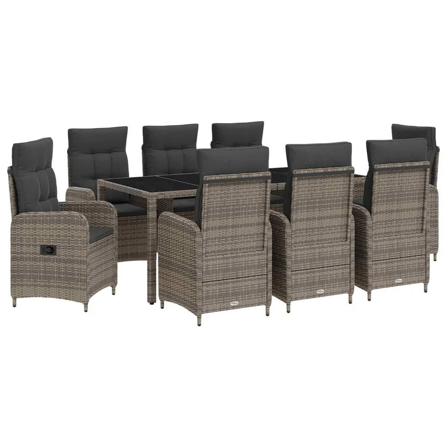 Ensemble de repas extérieur 9 pcs Gris clair et gris foncé - 2