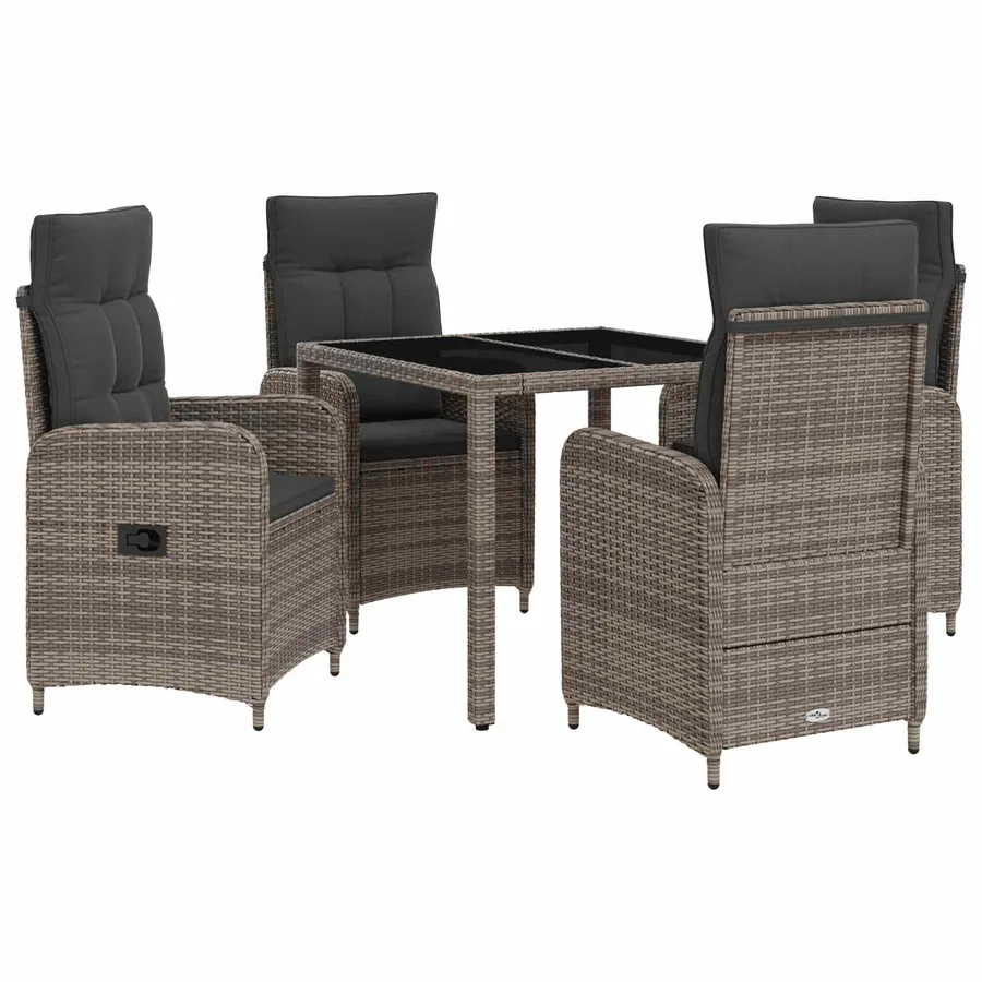 Ensemble de repas extérieur 5 pcs Gris clair et gris foncé - 2
