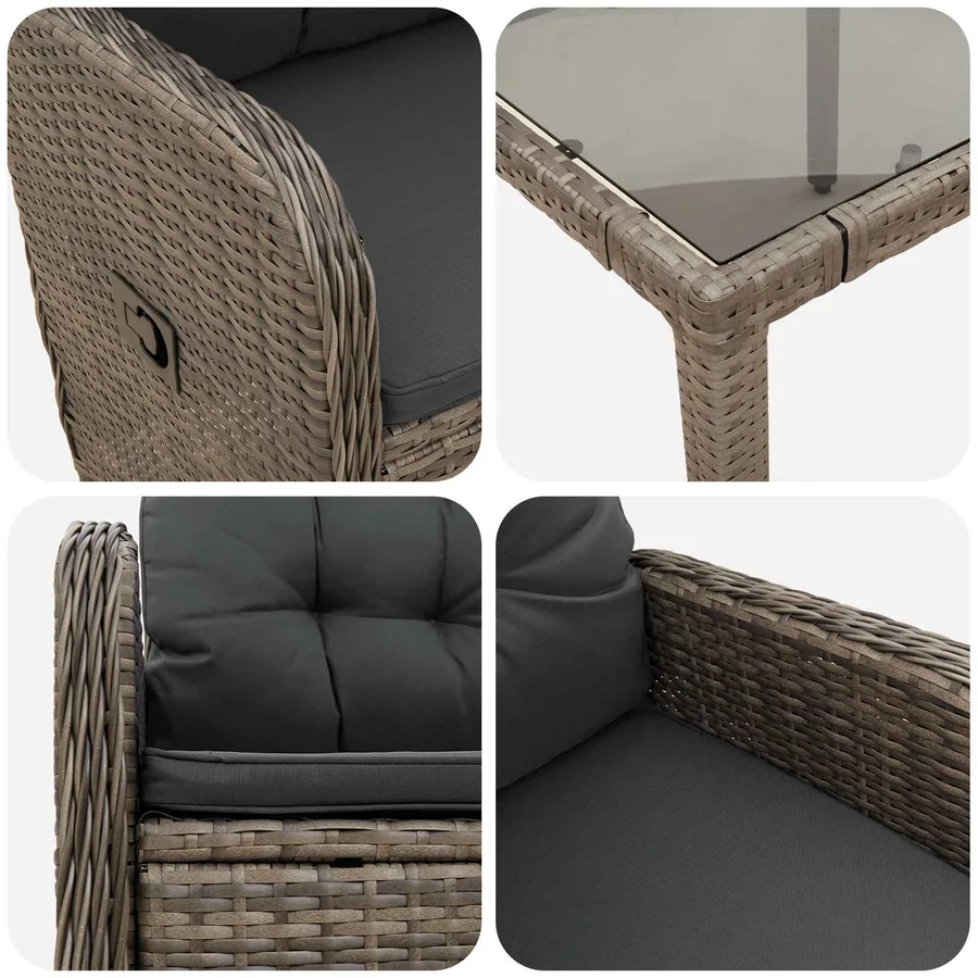 Ensemble de repas extérieur 5 pcs Gris clair et gris foncé - 7