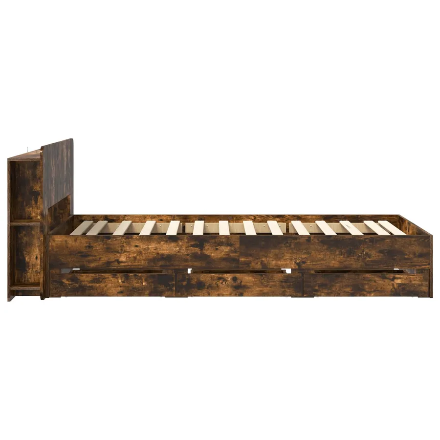 Cadre de lit avec rangement Chêne fumé 90 x 190 cm - 5