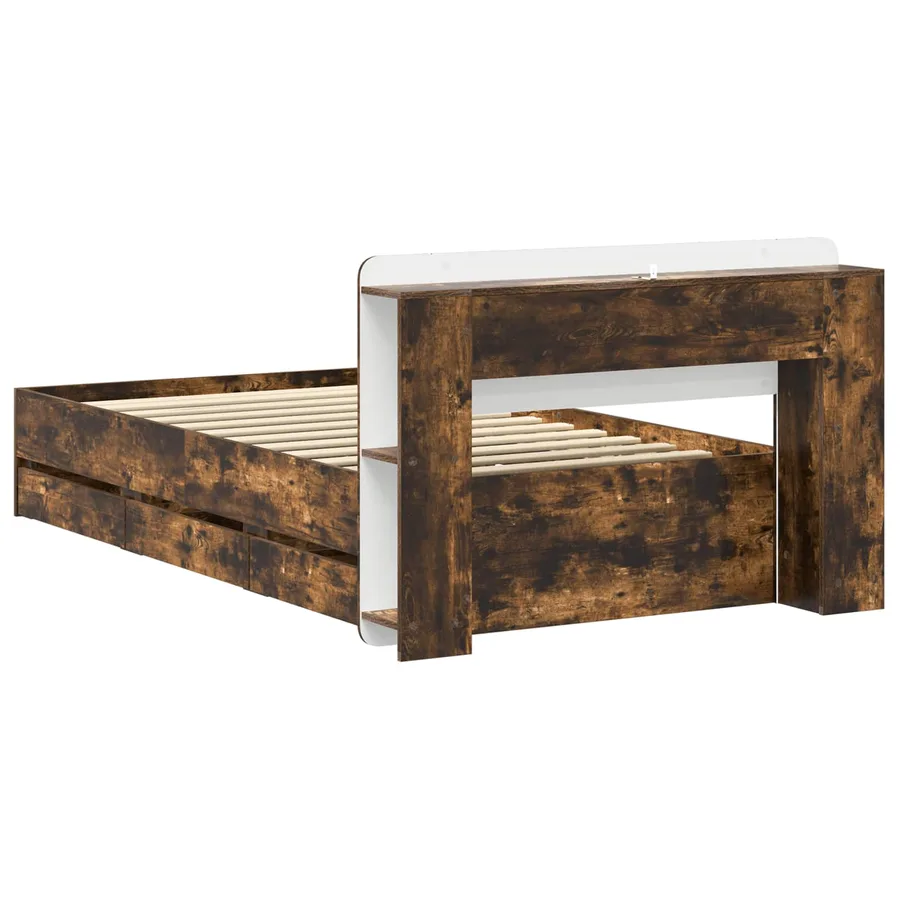 Cadre de lit avec rangement Chêne fumé 90 x 190 cm - 6