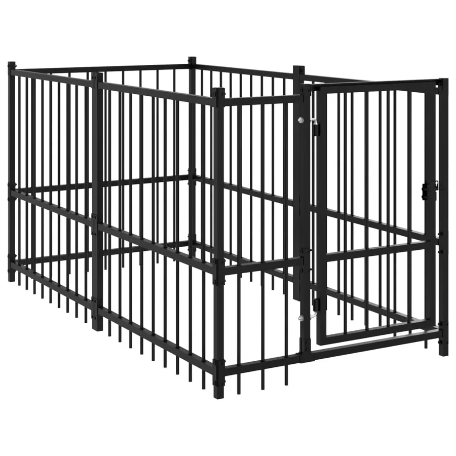 Chenil pour chien Noir 193,5x97x100 cm Acier - 2