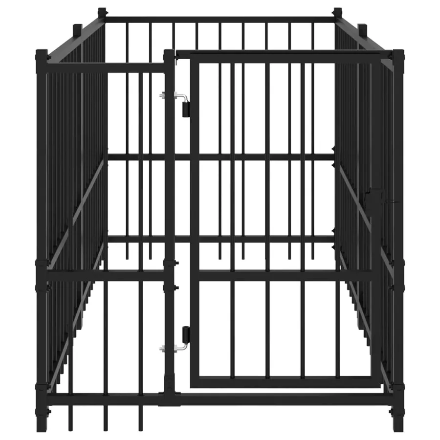 Chenil pour chien Noir 193,5x97x100 cm Acier - 3