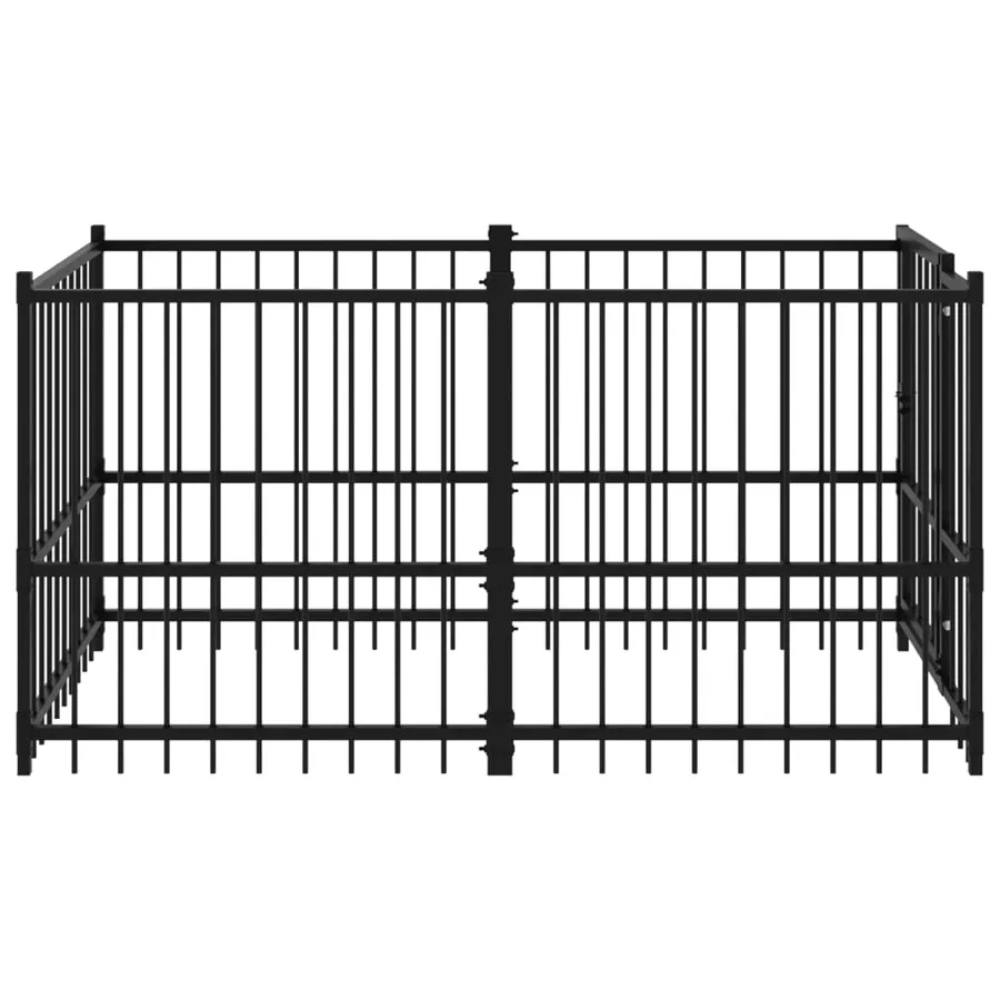 Chenil pour chien Noir 193,5x97x100 cm Acier - 4