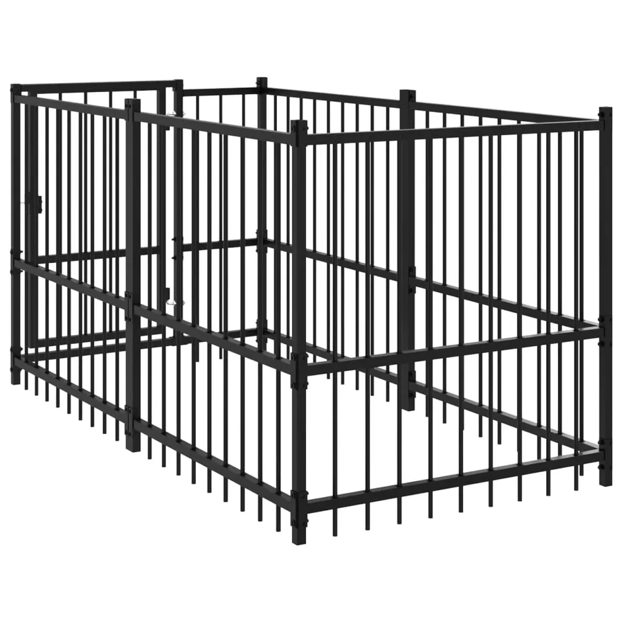 Chenil pour chien Noir 193,5x97x100 cm Acier - 5