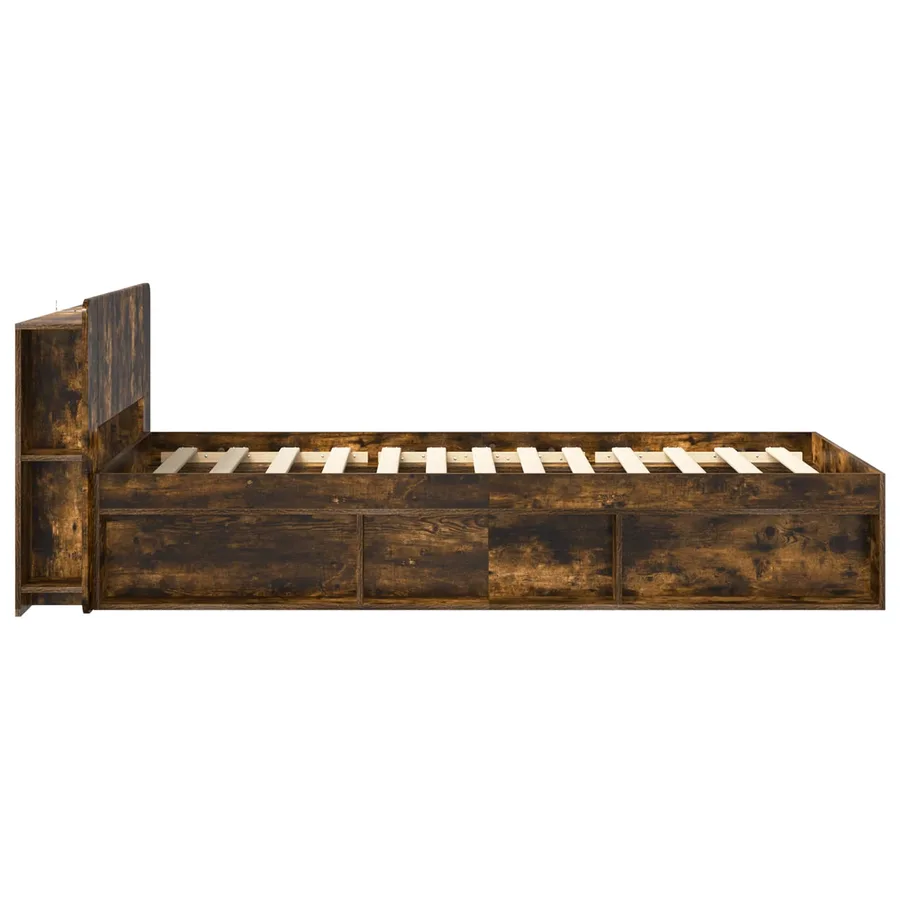 Cadre de lit avec rangement Chêne fumé 100 x 200 cm - 4