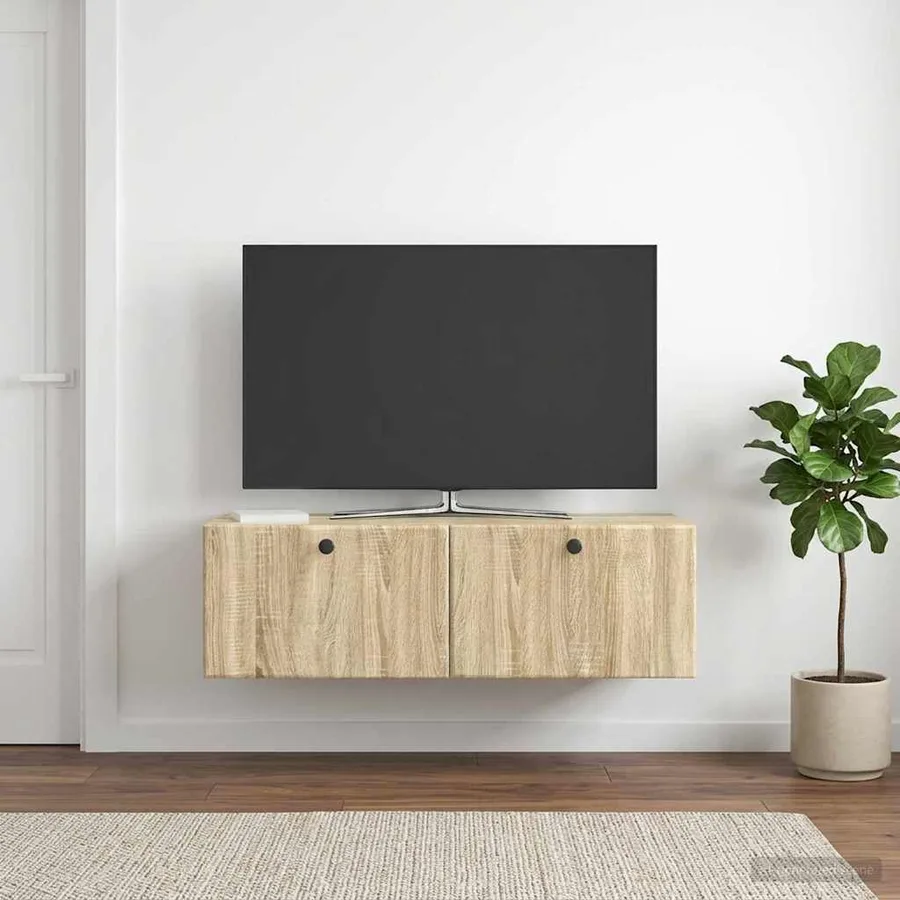 Meuble TV mural 98 x 41 x 30 cm Chêne Sonoma Bois d'ingénierie - 4