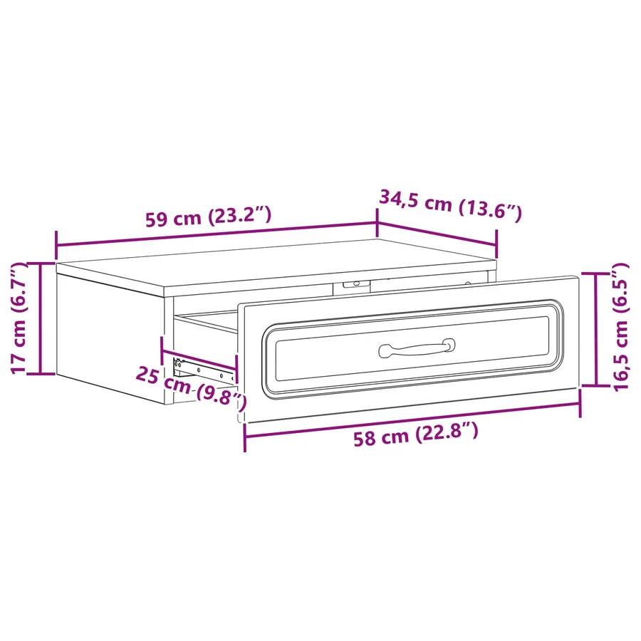 Table d'appoint murale Blanc 59 x 34,5 x 17 cm - 10