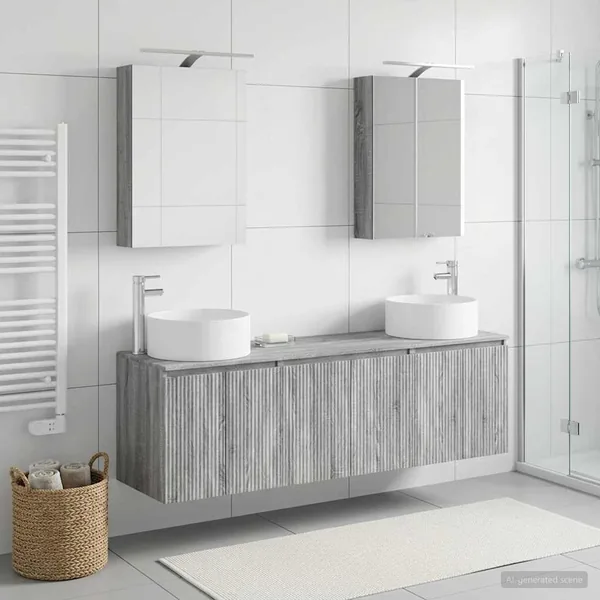 Ensemble d'armoire de salle de bain 5 pcs Sonoma gris