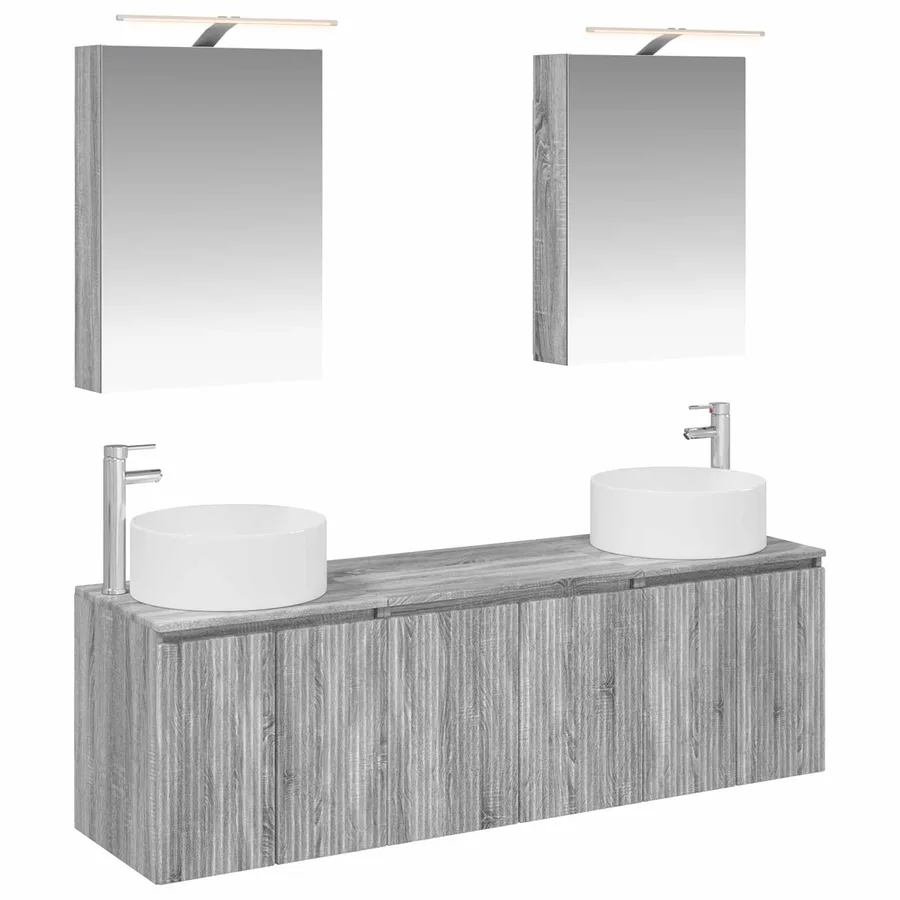 Ensemble d'armoire de salle de bain 5 pcs Sonoma gris - 2