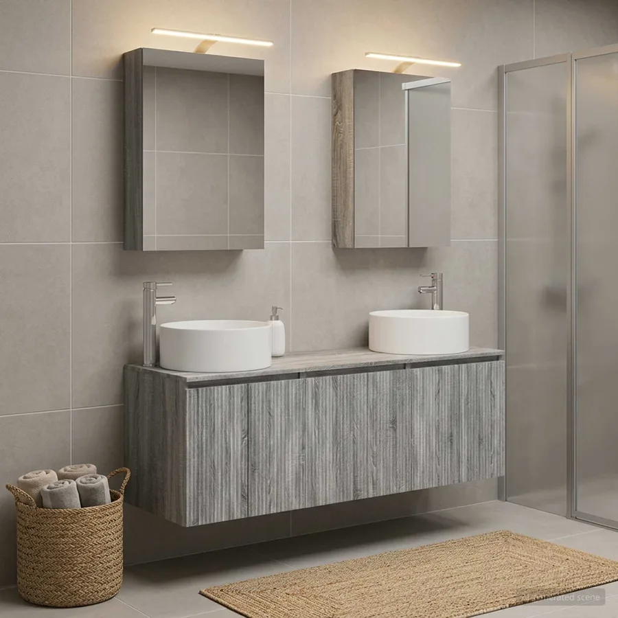 Ensemble d'armoire de salle de bain 5 pcs Sonoma gris - 4