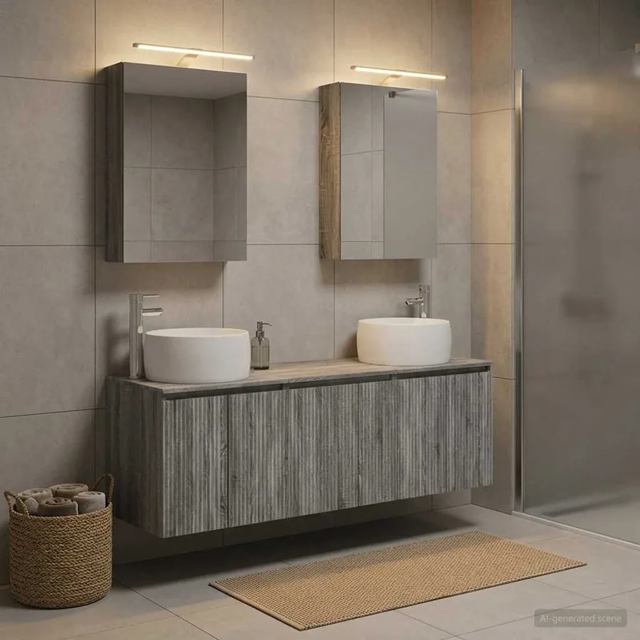 Ensemble d'armoire de salle de bain 5 pcs Sonoma gris