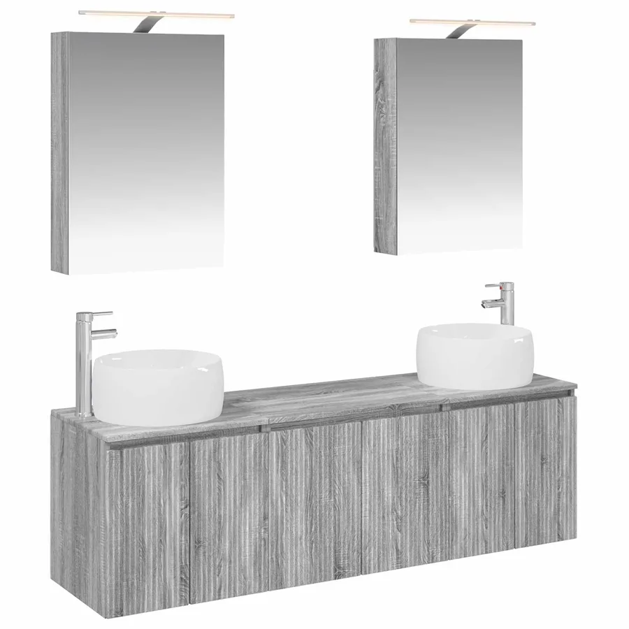 Ensemble d'armoire de salle de bain 5 pcs Sonoma gris - 2