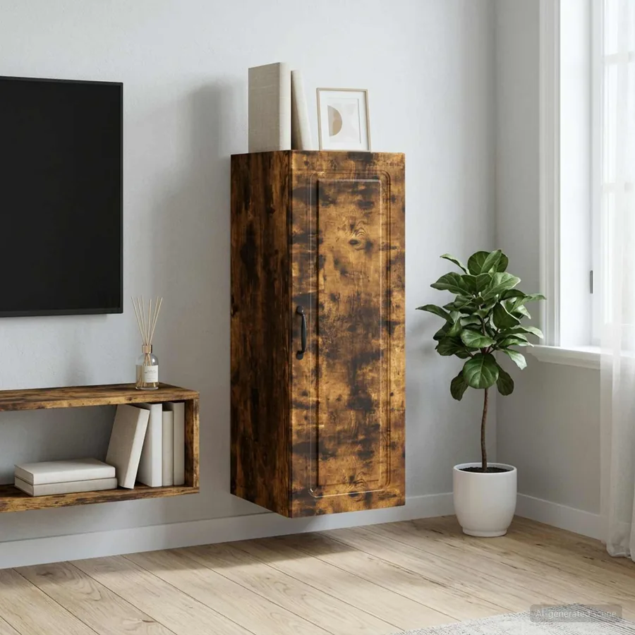 Armoire Murale Chêne fumé 33 x 34,5 x 90 cm Bois d'ingénierie