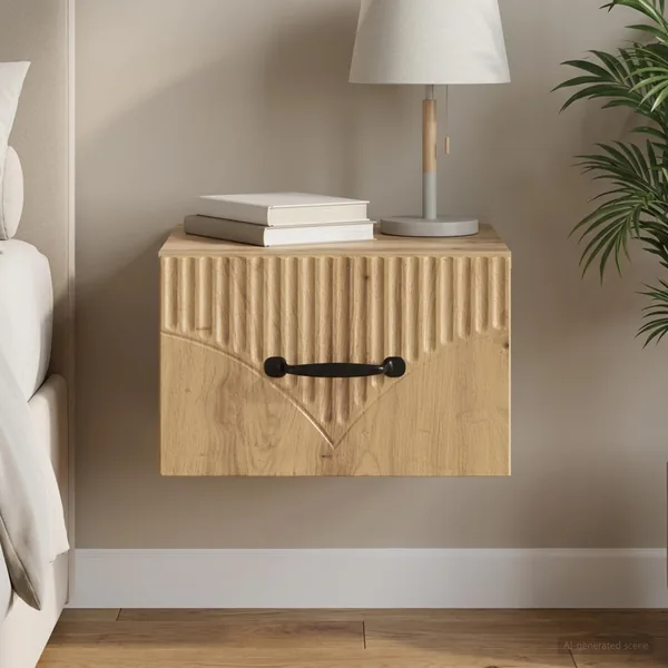 Cabinet de chevet mural Chêne artisanal 34,5 x 33 x 20 cm