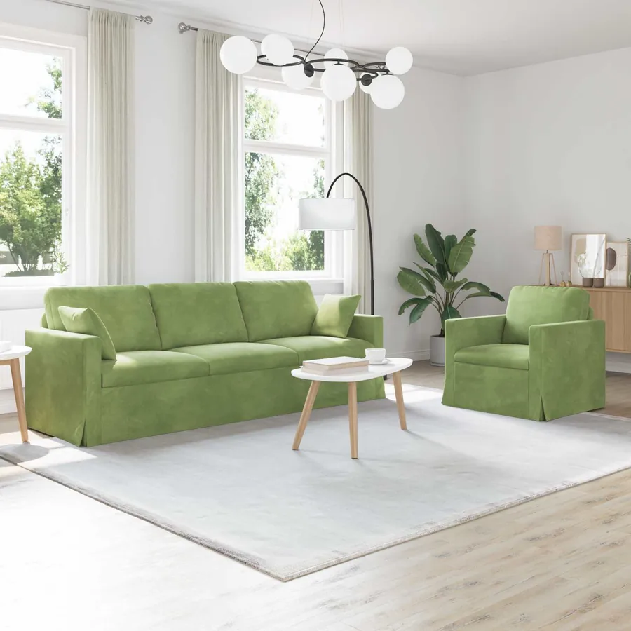 Ensemble de Canapés 2 pcs Vert clair 228 x 78 x 80 cm Velours