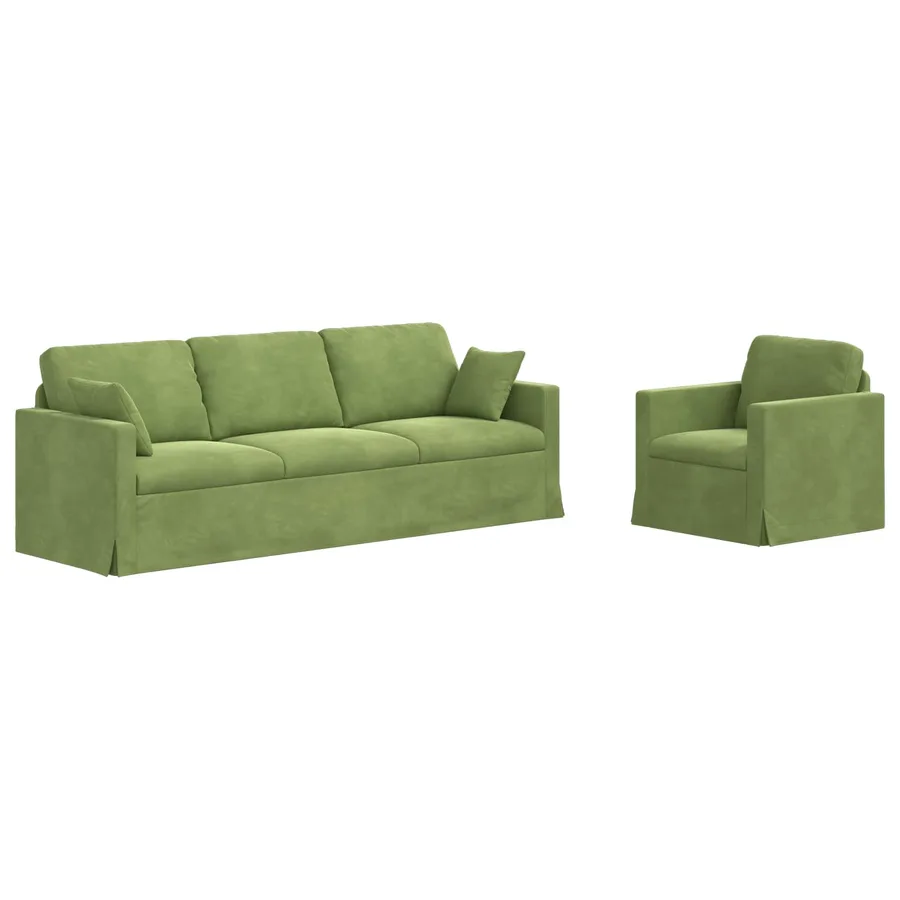 Ensemble de Canapés 2 pcs Vert clair 228 x 78 x 80 cm Velours - 2