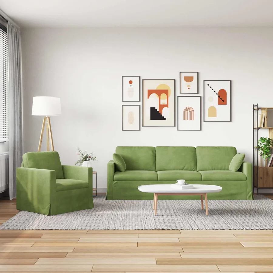 Ensemble de Canapés 2 pcs Vert clair 228 x 78 x 80 cm Velours - 3
