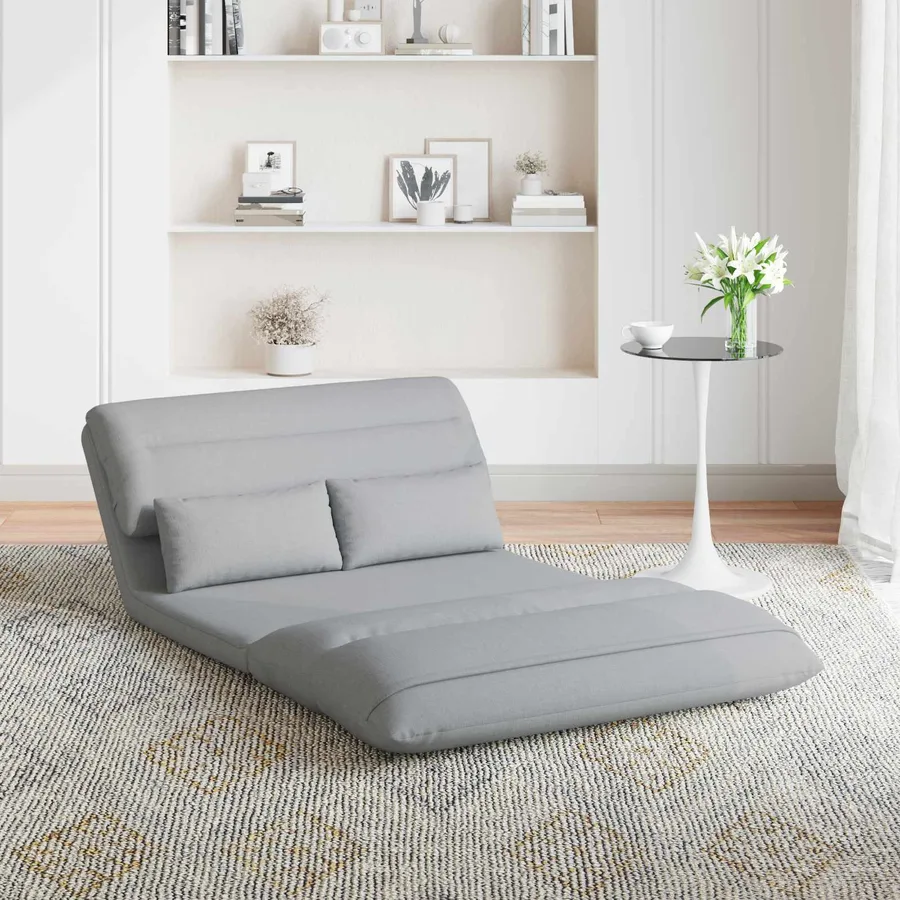 Fauteuil de sol ajustable Gris clair Tissu - 3