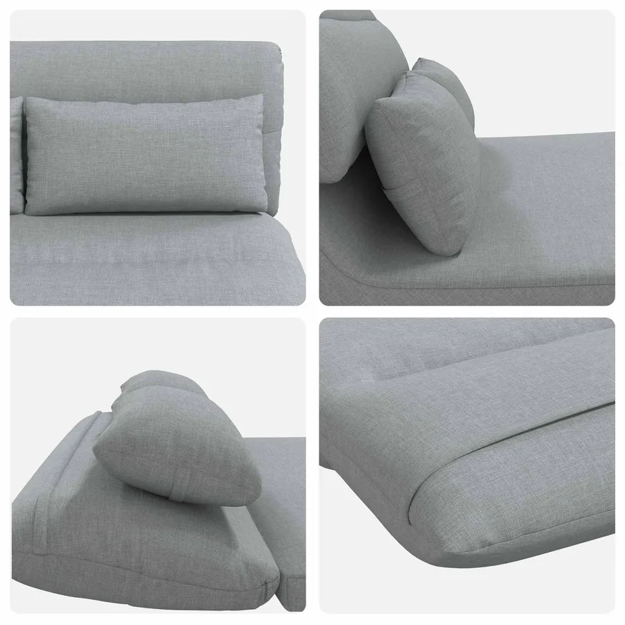 Fauteuil de sol ajustable Gris clair Tissu - 7