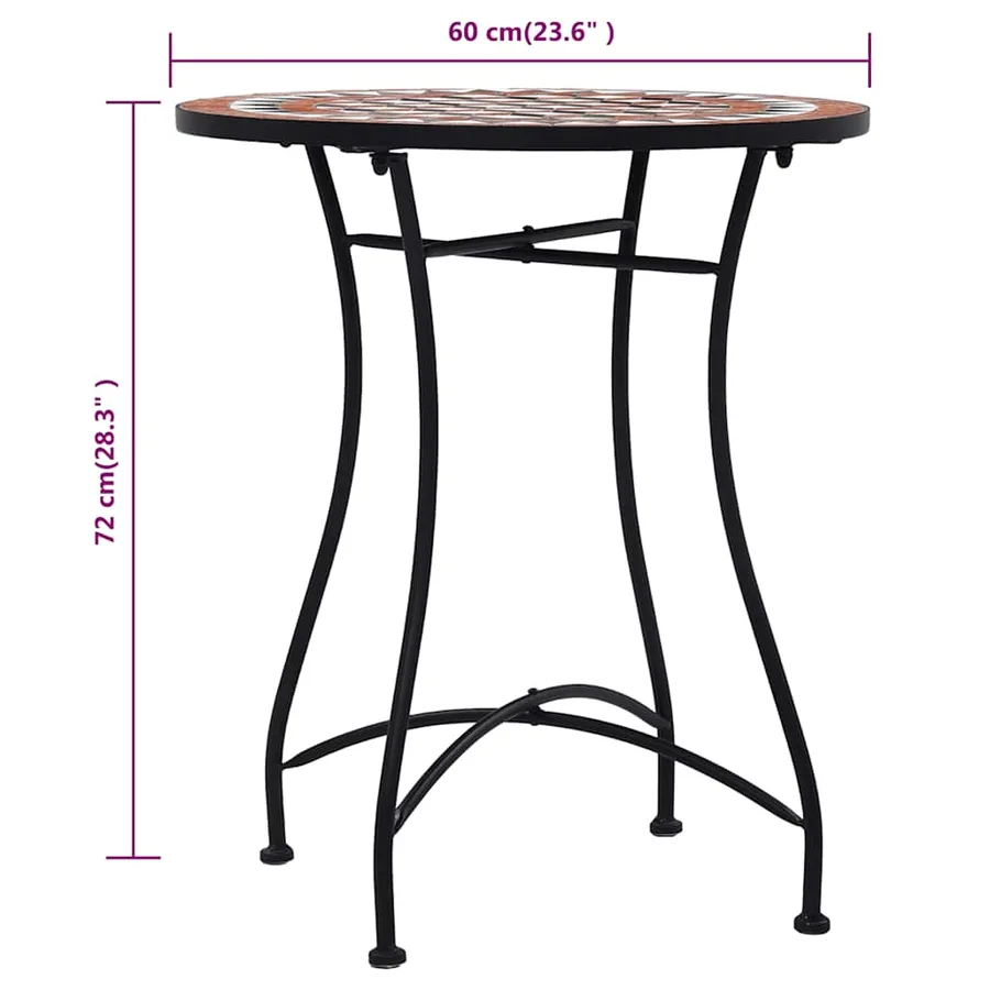 Ensemble de bistro 3 pcs mosaïque Carreau céramique Terre cuite - 13