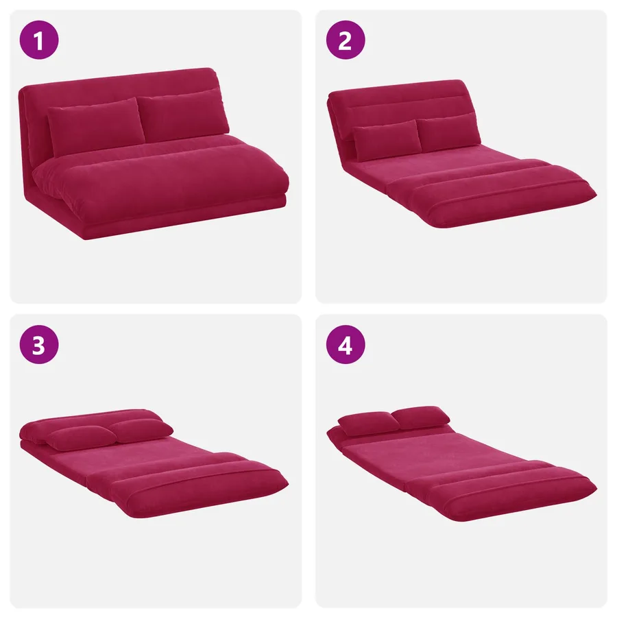 Fauteuil de sol ajustable Bordeaux Velours - 9