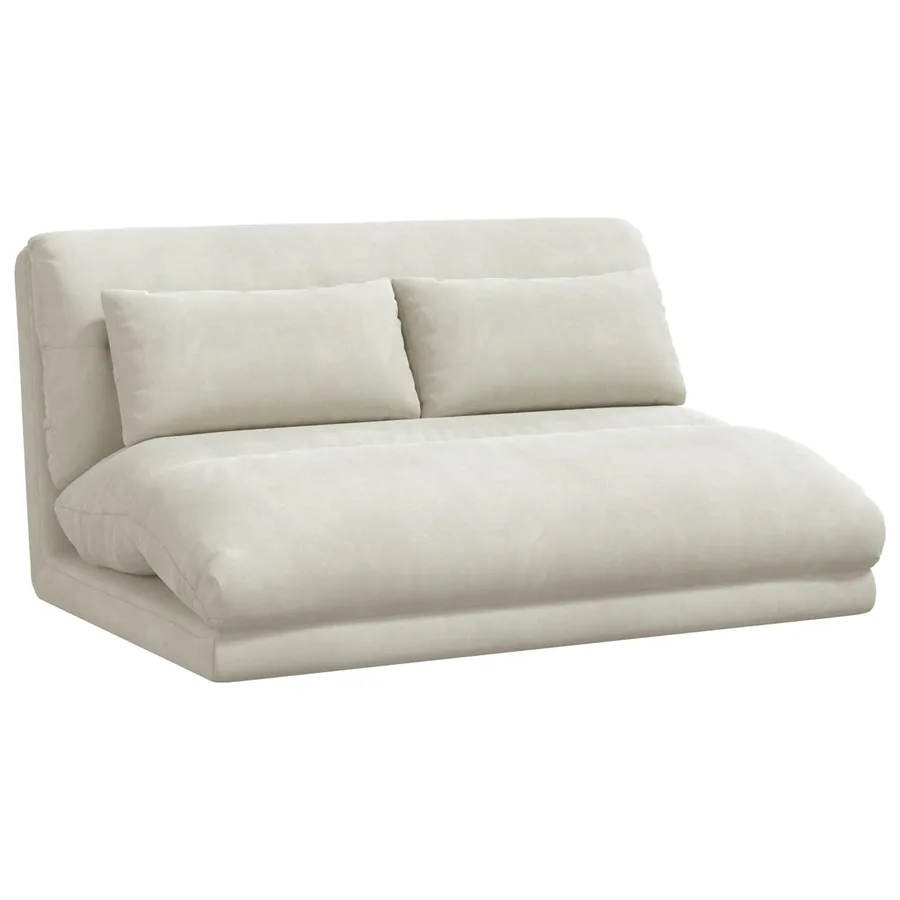 Fauteuil de sol ajustable Crème Velours - 2