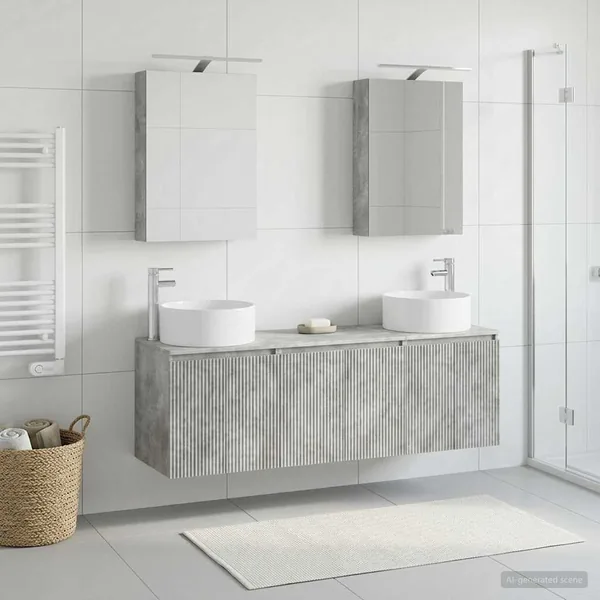 Ensemble d'armoire de salle de bain 5 pcs Gris béton