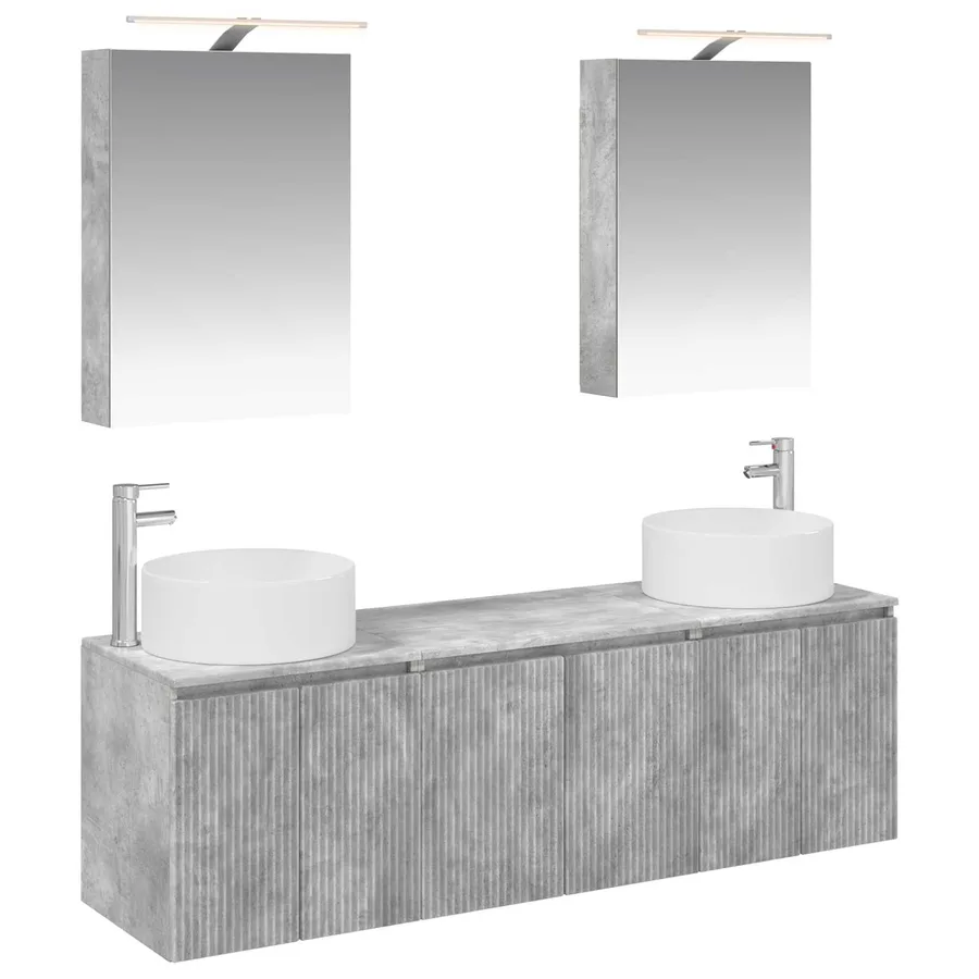Ensemble d'armoire de salle de bain 5 pcs Gris béton - 2