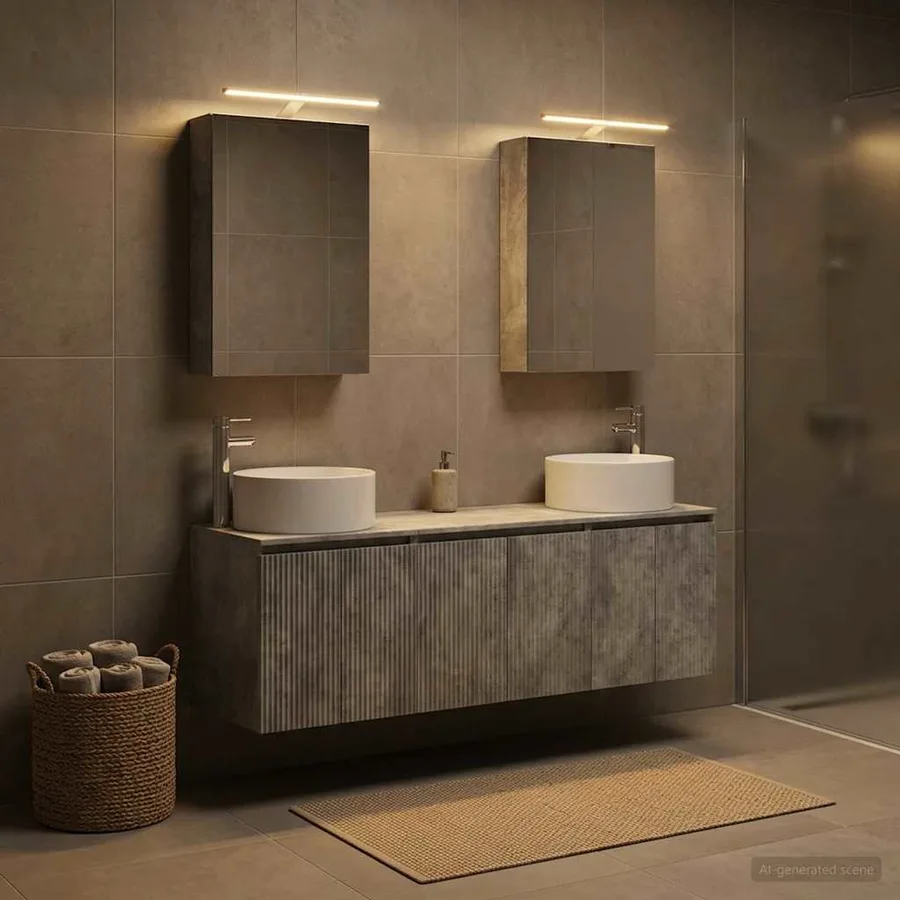 Ensemble d'armoire de salle de bain 5 pcs Gris béton - 4