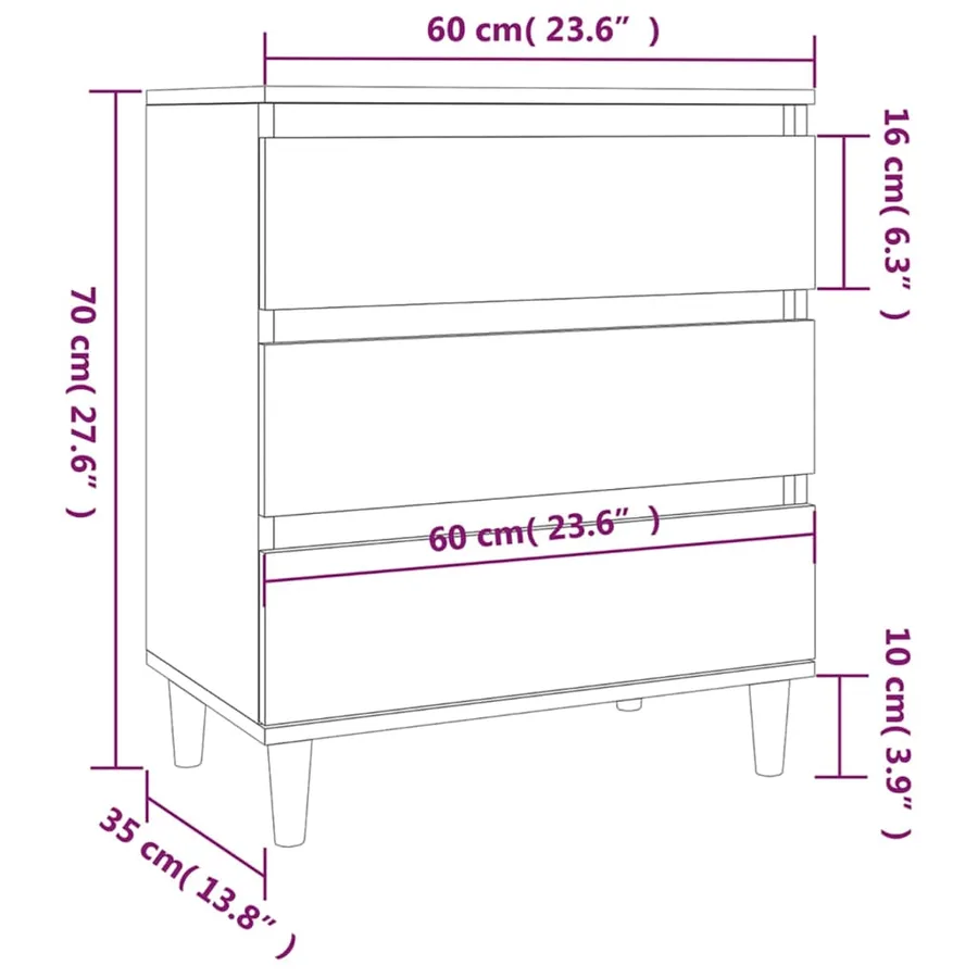 Buffet Blanc 60x35x70 cm Bois d'ingénierie - 10