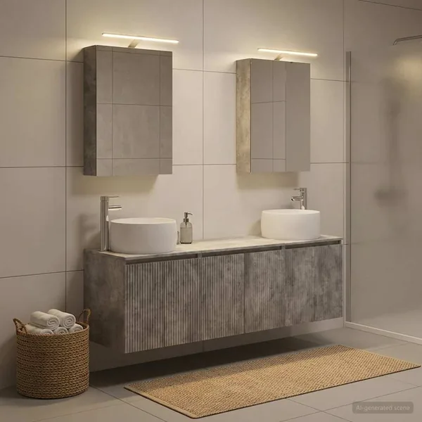 Ensemble d'armoire de salle de bain 5 pcs Gris béton
