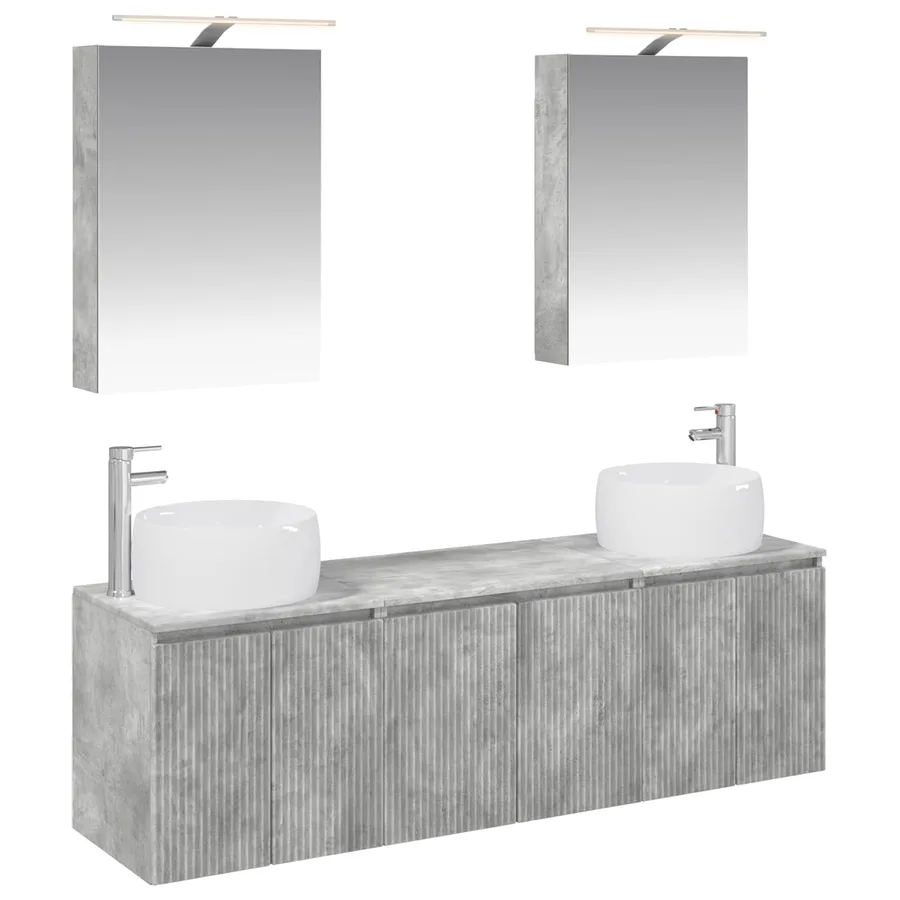 Ensemble d'armoire de salle de bain 5 pcs Gris béton - 2