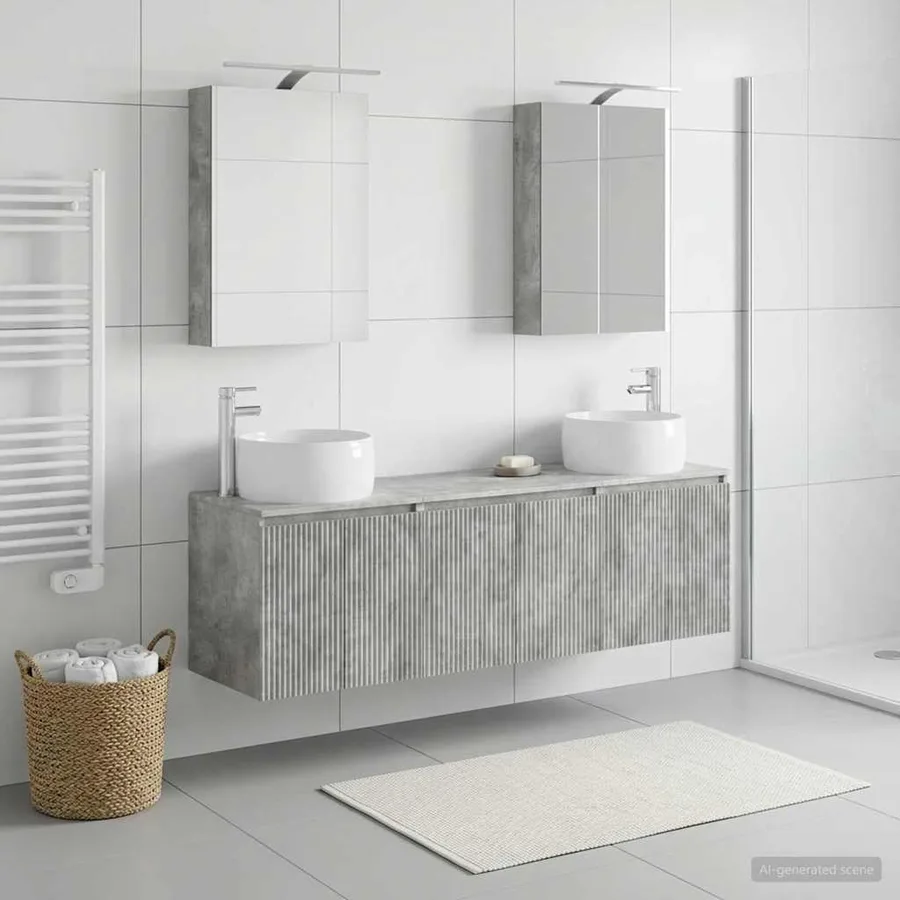 Ensemble d'armoire de salle de bain 5 pcs Gris béton - 4