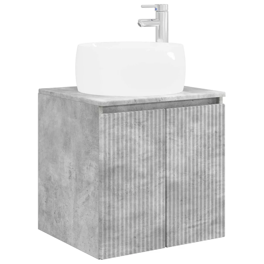 Ensemble d'armoire de salle de bain 5 pcs Gris béton - 5