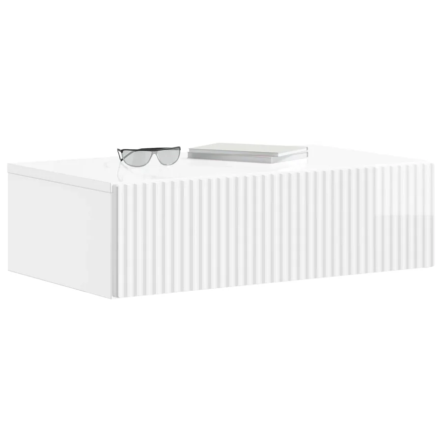 Table d'appoint murale Blanc brillant 59 x 34,5 x 17 cm - 3