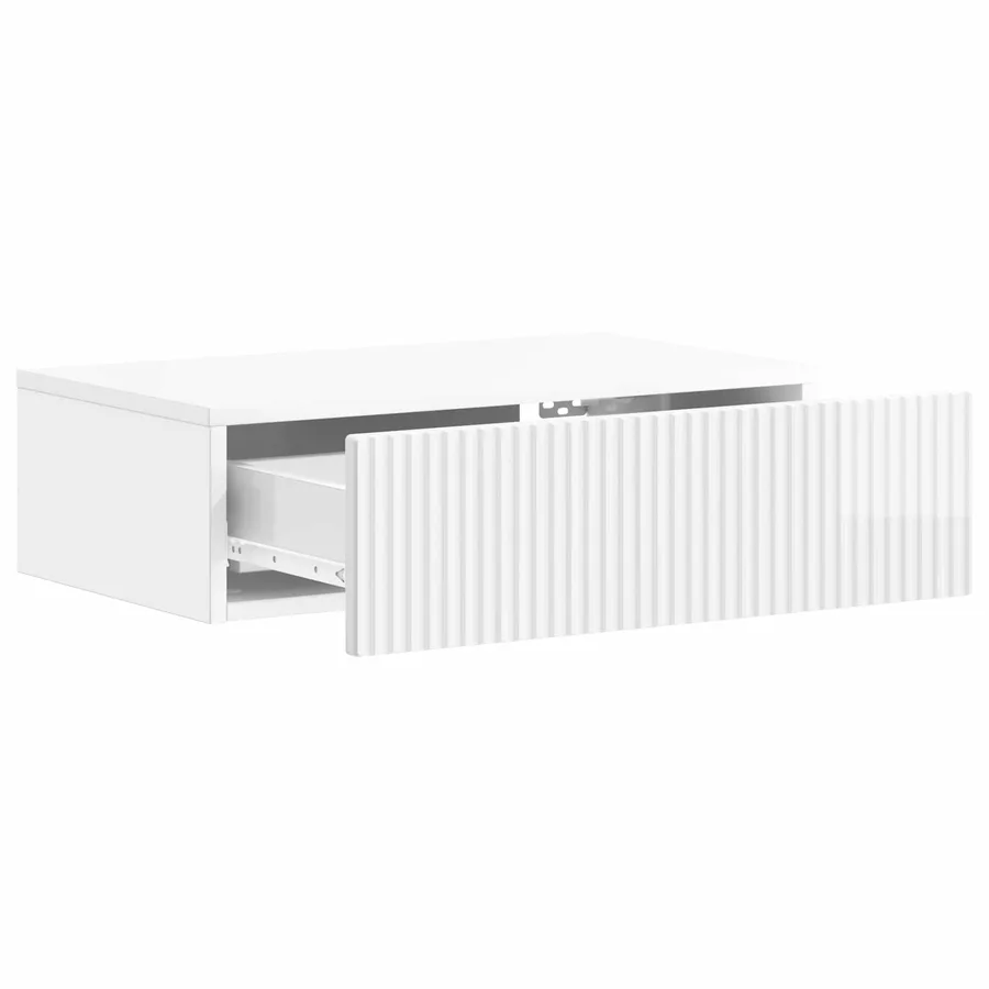 Table d'appoint murale Blanc brillant 59 x 34,5 x 17 cm - 4